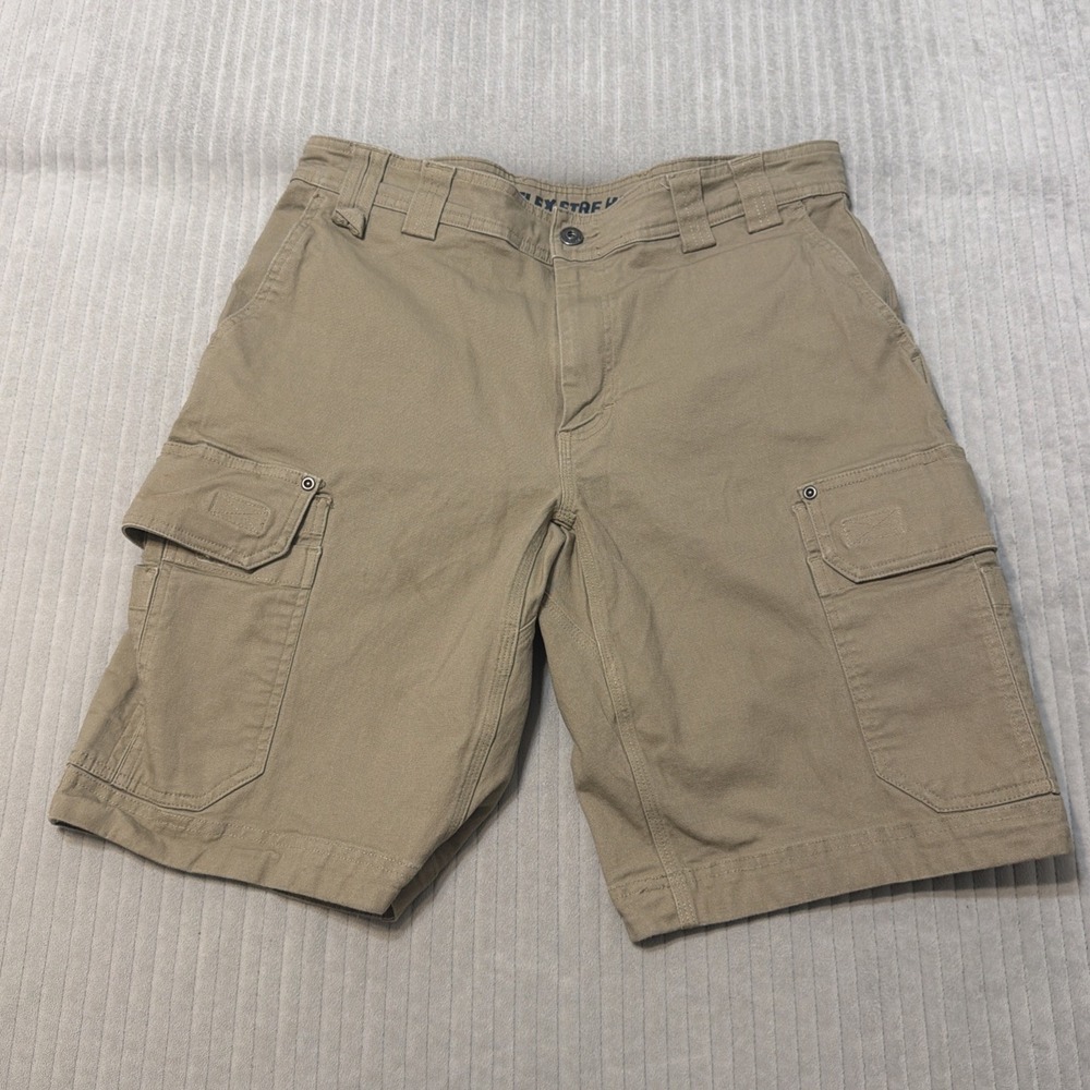 Duluth Trading Co Flex Fire Hose Cargo Shorts Mens 34 Relaxed Fit tan